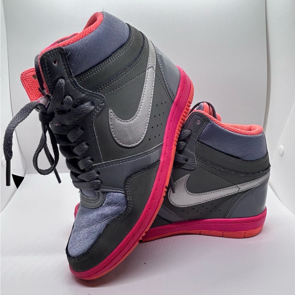 Nike Force Sky High Top Hidden Wedge Sneakers Women's Size 6 2014 Classic Pink